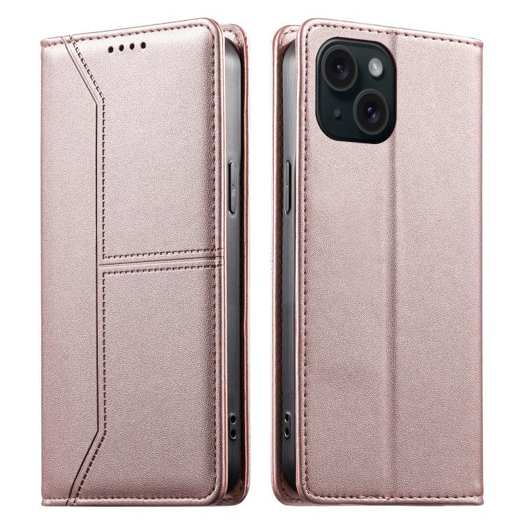 Stitched Line Magnetic RFID Vegan Leather Phone Case, For iPhone 15, For iPhone 14 Plus, For iPhone 14 / 13, For iPhone 14 Pro