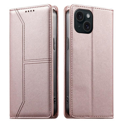 Stitched Line Magnetic RFID Vegan Leather Phone Case, For iPhone 15, For iPhone 14 Plus, For iPhone 14 / 13, For iPhone 14 Pro