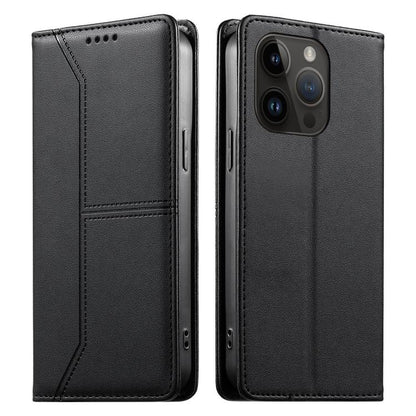 Stitched Line Magnetic RFID Vegan Leather Phone Case, For iPhone 15, For iPhone 14 Plus, For iPhone 14 / 13, For iPhone 14 Pro