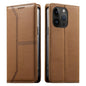 Stitched Line Magnetic RFID Vegan Leather Phone Case, For iPhone 15, For iPhone 14 Plus, For iPhone 14 / 13, For iPhone 14 Pro