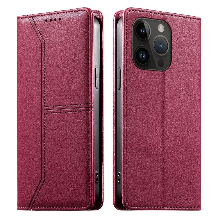 Stitched Line Magnetic RFID Vegan Leather Phone Case, For iPhone 15, For iPhone 14 Plus, For iPhone 14 / 13, For iPhone 14 Pro