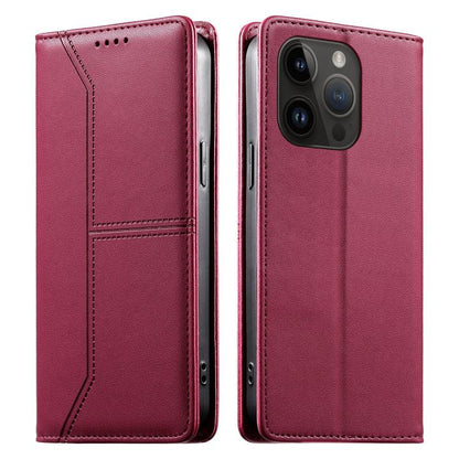 Stitched Line Magnetic RFID Vegan Leather Phone Case, For iPhone 15, For iPhone 14 Plus, For iPhone 14 / 13, For iPhone 14 Pro