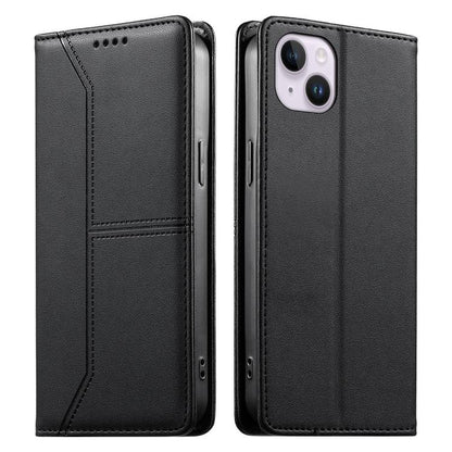 Stitched Line Magnetic RFID Vegan Leather Phone Case, For iPhone 15, For iPhone 14 Plus, For iPhone 14 / 13, For iPhone 14 Pro