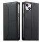 Stitched Line Magnetic RFID Vegan Leather Phone Case, For iPhone 15, For iPhone 14 Plus, For iPhone 14 / 13, For iPhone 14 Pro