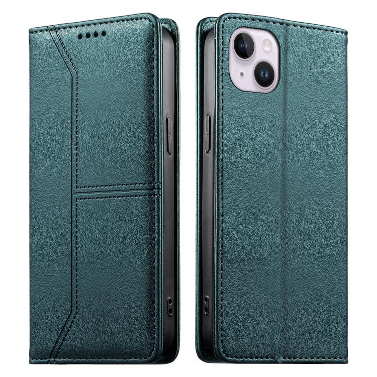 Stitched Line Magnetic RFID Vegan Leather Phone Case, For iPhone 15, For iPhone 14 Plus, For iPhone 14 / 13, For iPhone 14 Pro