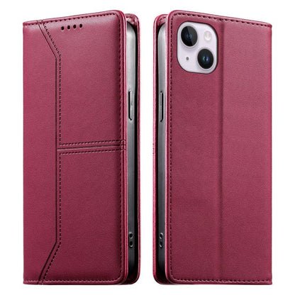 Stitched Line Magnetic RFID Vegan Leather Phone Case, For iPhone 15, For iPhone 14 Plus, For iPhone 14 / 13, For iPhone 14 Pro