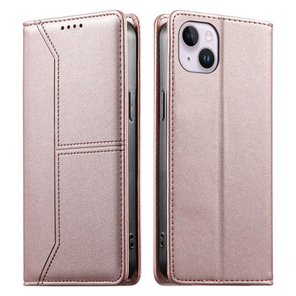 Stitched Line Magnetic RFID Vegan Leather Phone Case, For iPhone 15, For iPhone 14 Plus, For iPhone 14 / 13, For iPhone 14 Pro