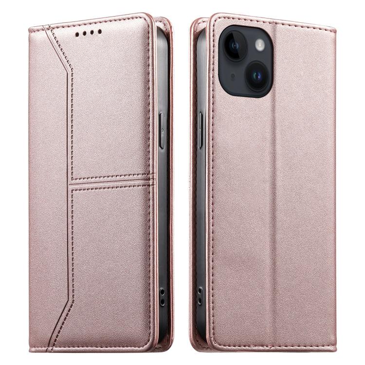 Stitched Line Magnetic RFID Vegan Leather Phone Case, For iPhone 15, For iPhone 14 Plus, For iPhone 14 / 13, For iPhone 14 Pro
