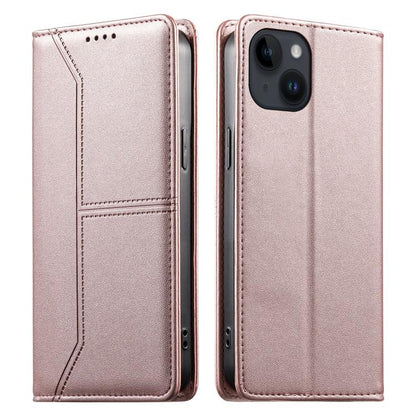 Stitched Line Magnetic RFID Vegan Leather Phone Case, For iPhone 15, For iPhone 14 Plus, For iPhone 14 / 13, For iPhone 14 Pro