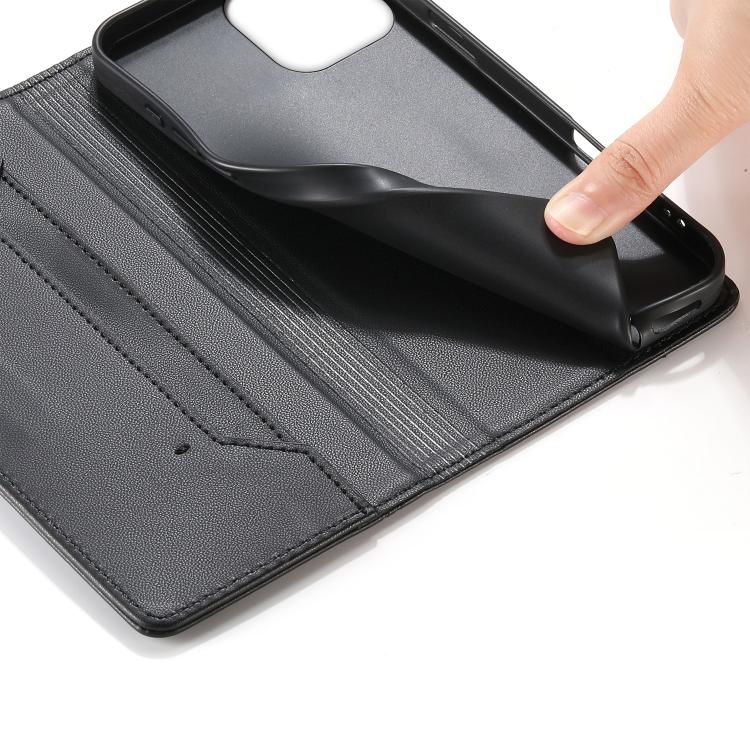 Stitched Line Magnetic RFID Vegan Leather Phone Case, For iPhone 13 mini, For iPhone 12 / 12 Pro, For iPhone 12 Pro Max, For iPhone 12 mini