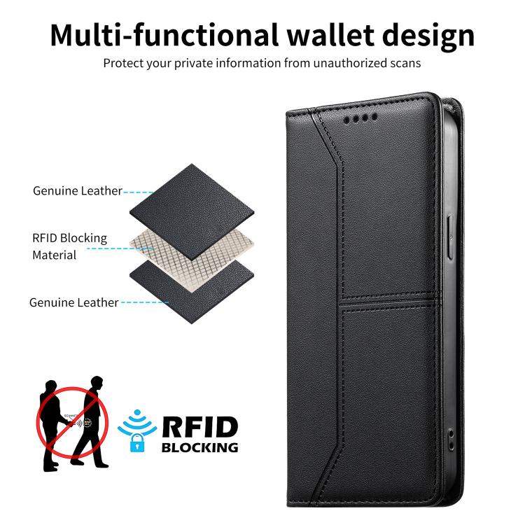 Stitched Line Magnetic RFID Vegan Leather Phone Case, For iPhone 13 mini, For iPhone 12 / 12 Pro, For iPhone 12 Pro Max, For iPhone 12 mini