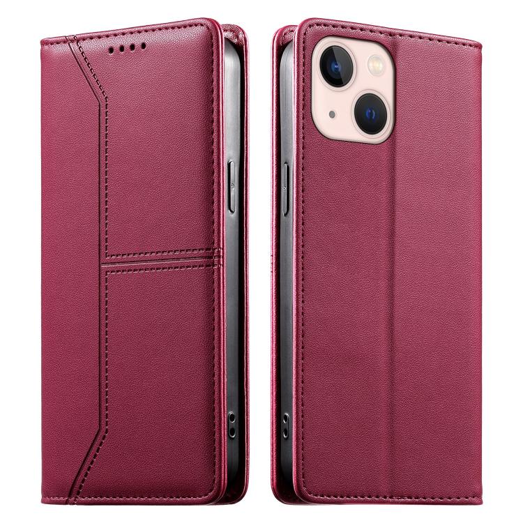 Stitched Line Magnetic RFID Vegan Leather Phone Case, For iPhone 13 mini, For iPhone 12 / 12 Pro, For iPhone 12 Pro Max, For iPhone 12 mini
