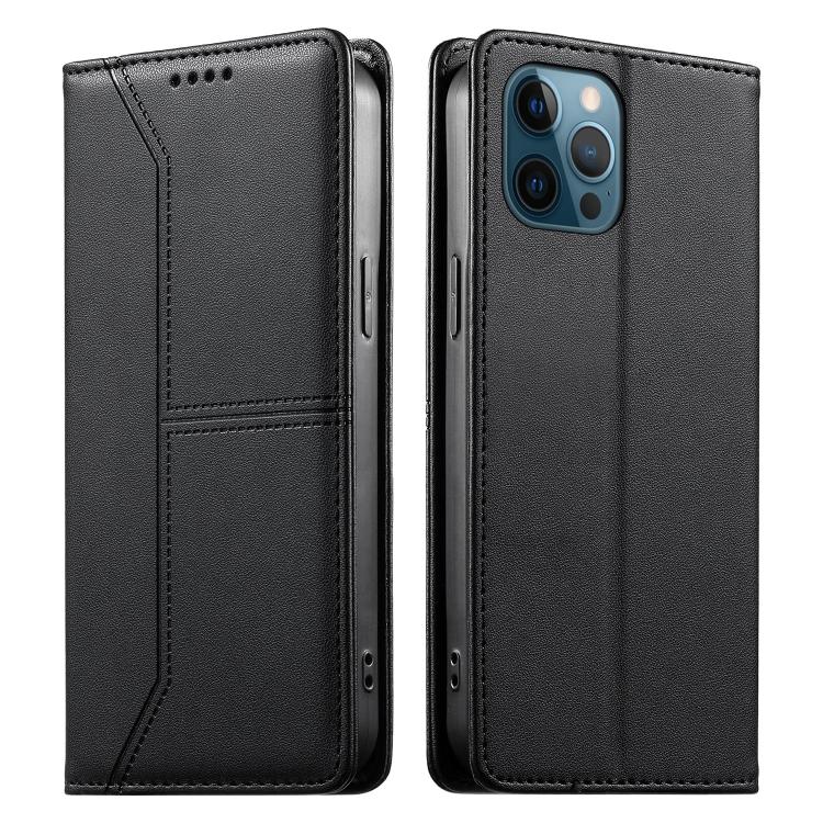 Stitched Line Magnetic RFID Vegan Leather Phone Case, For iPhone 13 mini, For iPhone 12 / 12 Pro, For iPhone 12 Pro Max, For iPhone 12 mini