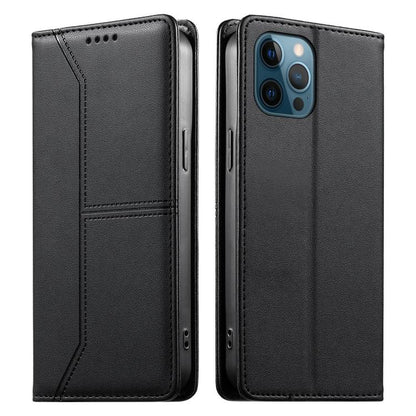 Stitched Line Magnetic RFID Vegan Leather Phone Case, For iPhone 13 mini, For iPhone 12 / 12 Pro, For iPhone 12 Pro Max, For iPhone 12 mini