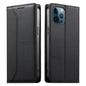 Stitched Line Magnetic RFID Vegan Leather Phone Case, For iPhone 13 mini, For iPhone 12 / 12 Pro, For iPhone 12 Pro Max, For iPhone 12 mini