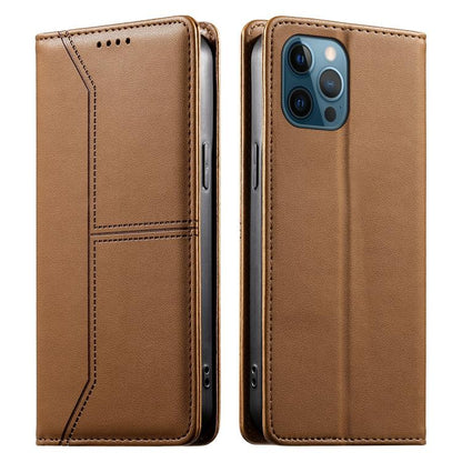 Stitched Line Magnetic RFID Vegan Leather Phone Case, For iPhone 13 mini, For iPhone 12 / 12 Pro, For iPhone 12 Pro Max, For iPhone 12 mini