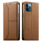 Stitched Line Magnetic RFID Vegan Leather Phone Case, For iPhone 13 mini, For iPhone 12 / 12 Pro, For iPhone 12 Pro Max, For iPhone 12 mini