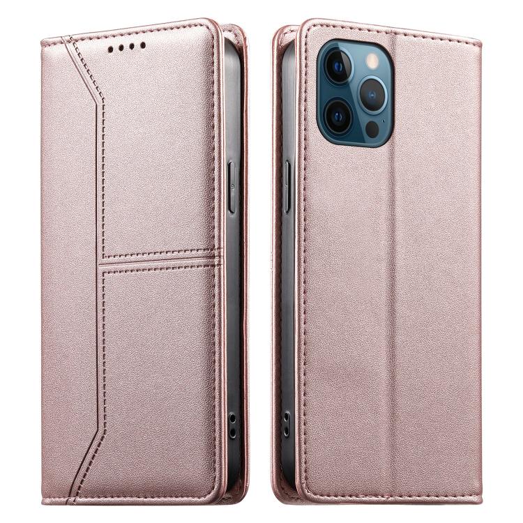 Stitched Line Magnetic RFID Vegan Leather Phone Case, For iPhone 13 mini, For iPhone 12 / 12 Pro, For iPhone 12 Pro Max, For iPhone 12 mini
