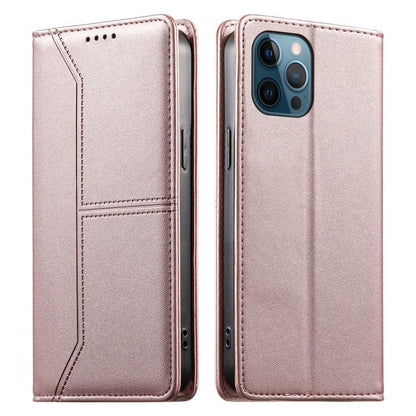Stitched Line Magnetic RFID Vegan Leather Phone Case, For iPhone 13 mini, For iPhone 12 / 12 Pro, For iPhone 12 Pro Max, For iPhone 12 mini