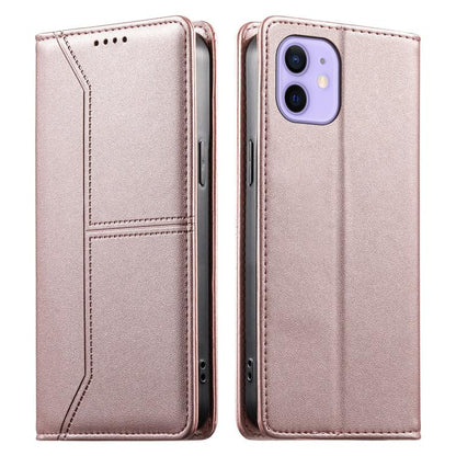 Stitched Line Magnetic RFID Vegan Leather Phone Case, For iPhone 13 mini, For iPhone 12 / 12 Pro, For iPhone 12 Pro Max, For iPhone 12 mini