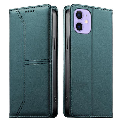 Stitched Line Magnetic RFID Vegan Leather Phone Case, For iPhone 13 mini, For iPhone 12 / 12 Pro, For iPhone 12 Pro Max, For iPhone 12 mini