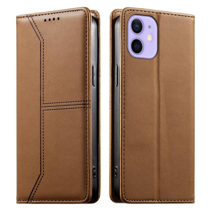 Stitched Line Magnetic RFID Vegan Leather Phone Case, For iPhone 13 mini, For iPhone 12 / 12 Pro, For iPhone 12 Pro Max, For iPhone 12 mini