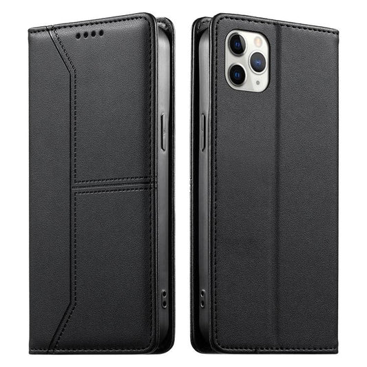 Stitched Line Magnetic RFID Vegan Leather Phone Case, For iPhone 11 Pro Max, For iPhone 11, For iPhone 11 Pro, For iPhone X / XS