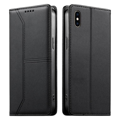 Stitched Line Magnetic RFID Vegan Leather Phone Case, For iPhone XR, For iPhone XS Max, For iPhone 8 Plus / 7 Plus