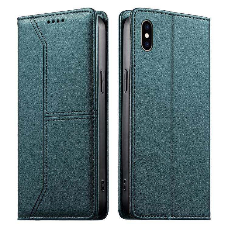 Stitched Line Magnetic RFID Vegan Leather Phone Case, For iPhone XR, For iPhone XS Max, For iPhone 8 Plus / 7 Plus