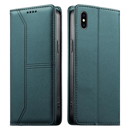 Stitched Line Magnetic RFID Vegan Leather Phone Case, For iPhone XR, For iPhone XS Max, For iPhone 8 Plus / 7 Plus