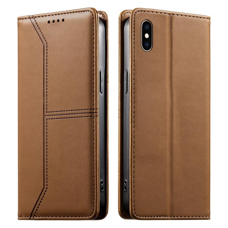 Stitched Line Magnetic RFID Vegan Leather Phone Case, For iPhone XR, For iPhone XS Max, For iPhone 8 Plus / 7 Plus