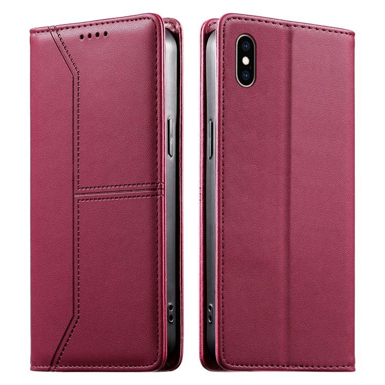 Stitched Line Magnetic RFID Vegan Leather Phone Case, For iPhone XR, For iPhone XS Max, For iPhone 8 Plus / 7 Plus