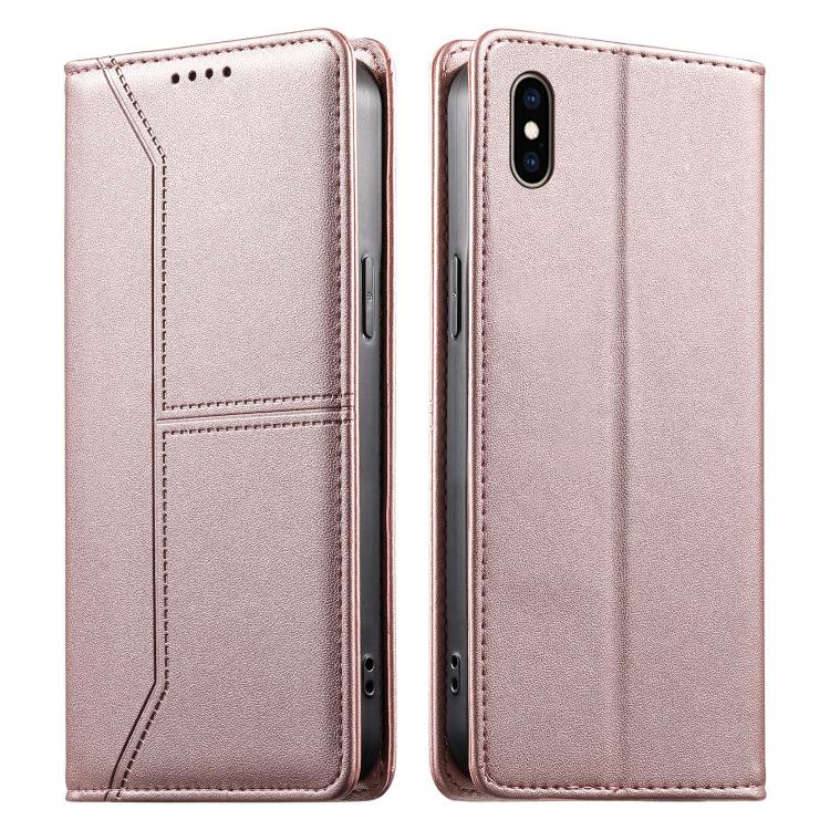 Stitched Line Magnetic RFID Vegan Leather Phone Case, For iPhone XR, For iPhone XS Max, For iPhone 8 Plus / 7 Plus