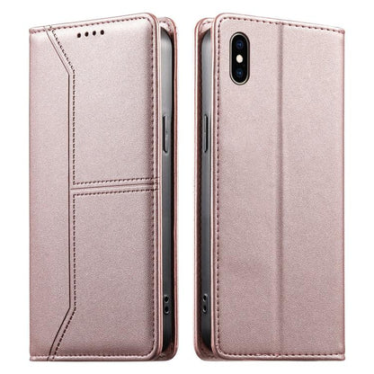 Stitched Line Magnetic RFID Vegan Leather Phone Case, For iPhone XR, For iPhone XS Max, For iPhone 8 Plus / 7 Plus