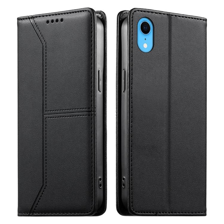 Stitched Line Magnetic RFID Vegan Leather Phone Case, For iPhone XR, For iPhone XS Max, For iPhone 8 Plus / 7 Plus