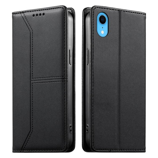 Stitched Line Magnetic RFID Vegan Leather Phone Case, For iPhone XR, For iPhone XS Max, For iPhone 8 Plus / 7 Plus