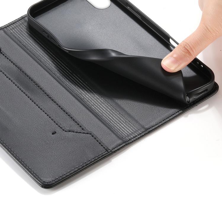 Stitched Line Magnetic RFID Vegan Leather Phone Case, For iPhone XR, For iPhone XS Max, For iPhone 8 Plus / 7 Plus