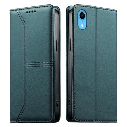 Stitched Line Magnetic RFID Vegan Leather Phone Case, For iPhone XR, For iPhone XS Max, For iPhone 8 Plus / 7 Plus