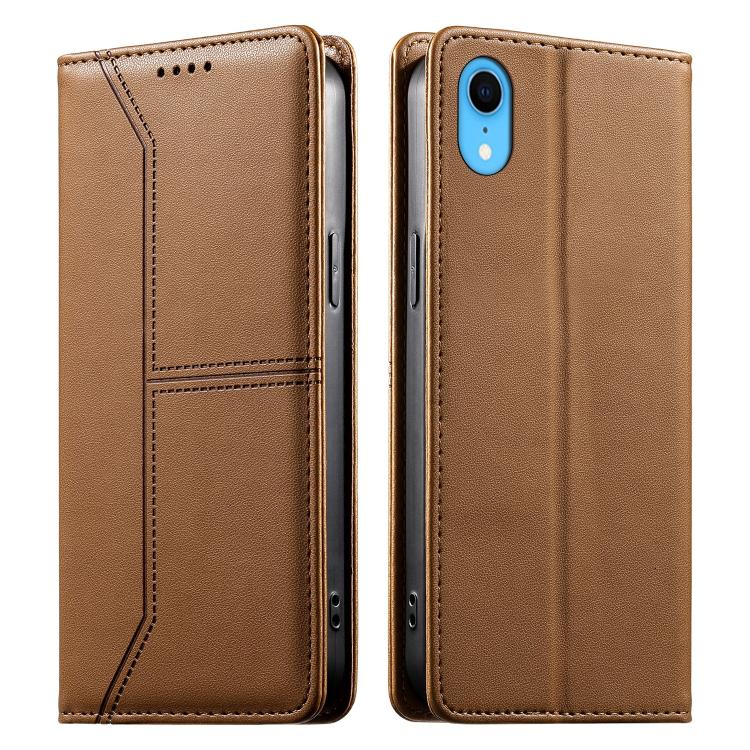 Stitched Line Magnetic RFID Vegan Leather Phone Case, For iPhone XR, For iPhone XS Max, For iPhone 8 Plus / 7 Plus