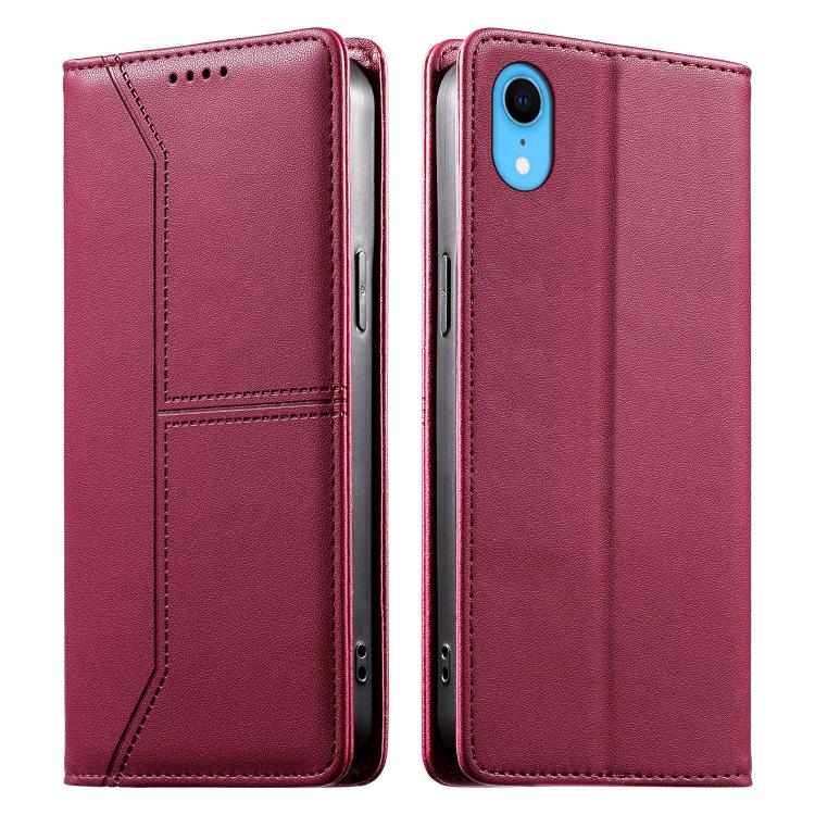 Stitched Line Magnetic RFID Vegan Leather Phone Case, For iPhone XR, For iPhone XS Max, For iPhone 8 Plus / 7 Plus