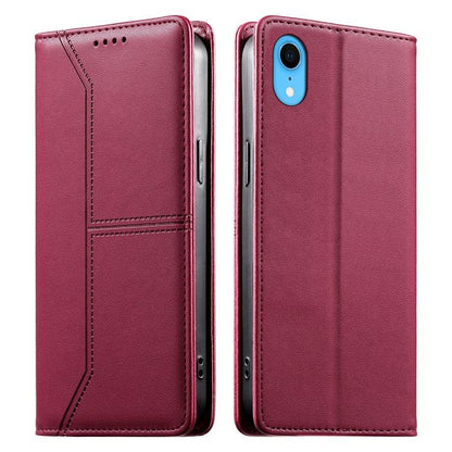 Stitched Line Magnetic RFID Vegan Leather Phone Case, For iPhone XR, For iPhone XS Max, For iPhone 8 Plus / 7 Plus