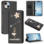 Ballet Girl Diamond Studded RFID Vegan Leather Phone Case, For iPhone 15, For iPhone 14 Plus, For iPhone 14 / 13