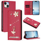 Ballet Girl Diamond Studded RFID Vegan Leather Phone Case, For iPhone 15, For iPhone 14 Plus, For iPhone 14 / 13