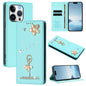 Ballet Girl Diamond Studded RFID Vegan Leather Phone Case, For iPhone 14 Pro, For iPhone 14 Pro Max, For iPhone 13 Pro Max