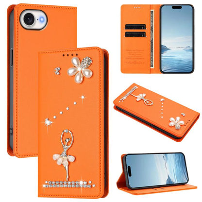 Ballet Girl Diamond Studded RFID Vegan Leather Phone Case, For iPhone 17e / 16e, For iPhone 17 Pro Max, For iPhone 17 Pro