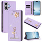 Ballet Girl Diamond Studded RFID Vegan Leather Phone Case, For iPhone 17, For iPhone Air, For iPhone 16 Pro Max