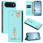 Ballet Girl Diamond Studded RFID Vegan Leather Phone Case, For iPhone 17, For iPhone Air, For iPhone 16 Pro Max