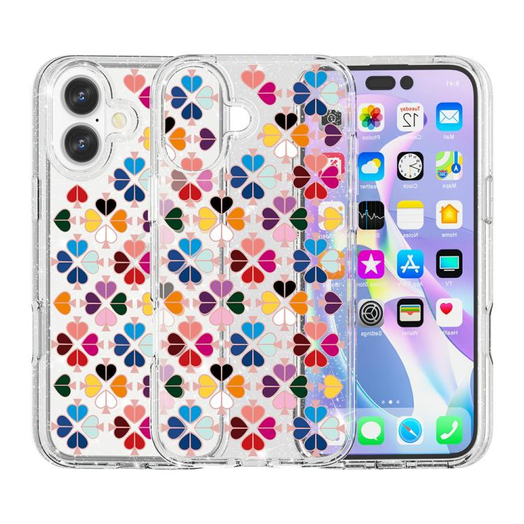 Glittering Crystal Red Heart Pattern Phone Case, For iPhone 17, For iPhone Air, For iPhone 16 Pro Max, For iPhone 16 Pro