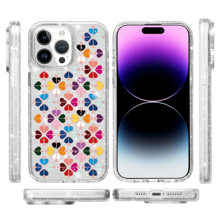 Glittering Crystal Red Heart Pattern Phone Case, For iPhone 14 Pro, For iPhone 14 Pro Max, For iPhone 13 Pro Max, For iPhone 13 Pro