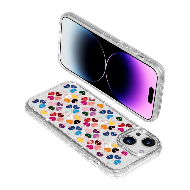 Glittering Crystal Red Heart Pattern Phone Case, For iPhone 13